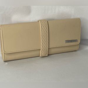 Jan Taminiau – KLM edition tan leather fold over clutch comfort bag